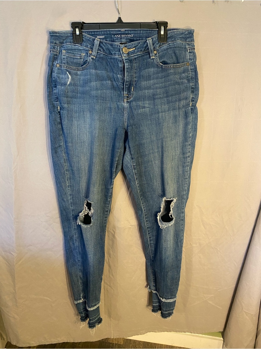 Lane Bryant Blue Distressed Skinny Jeans